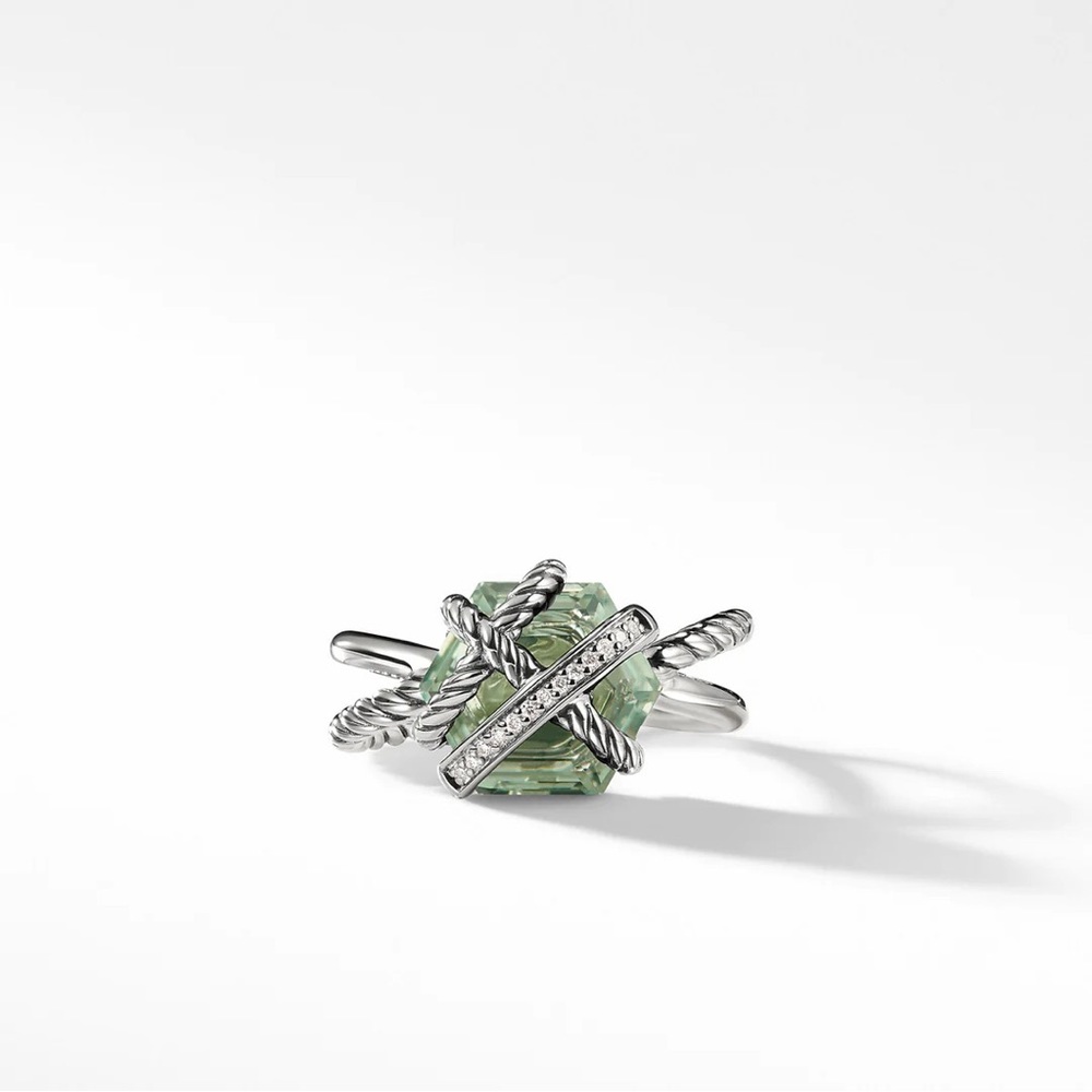 DAVID YURMAN Cable Wrap Ring with Prasiolite and Pavé Diamonds